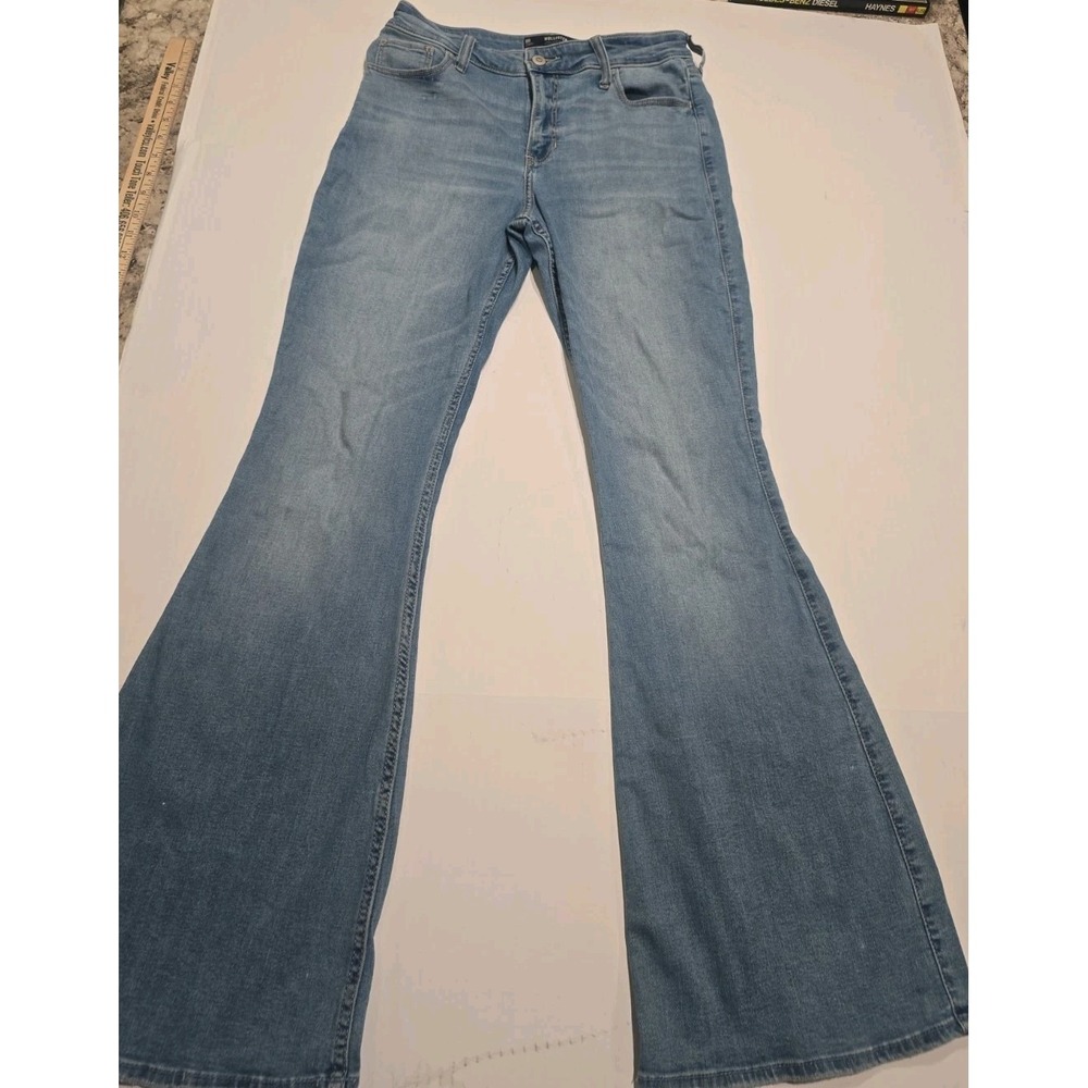 Hollister Women's Blue Jeans Size 29 R High Rise Flare Soft Stretch